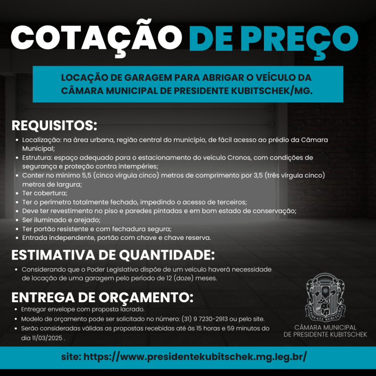 AVISO DE INEXIGIBILIDADE DE LICITAÇÃO - Locação de imóvel (garagem)